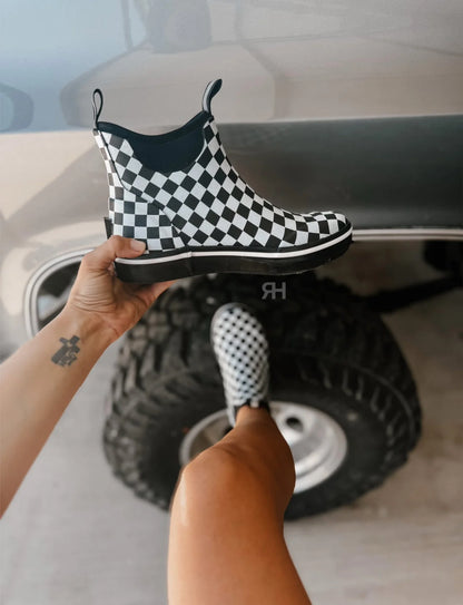 Checkered Print Deck Boots