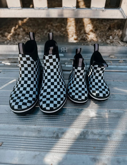Checkered Print Deck Boots