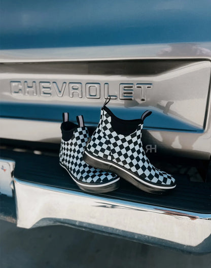Checkered Print Deck Boots