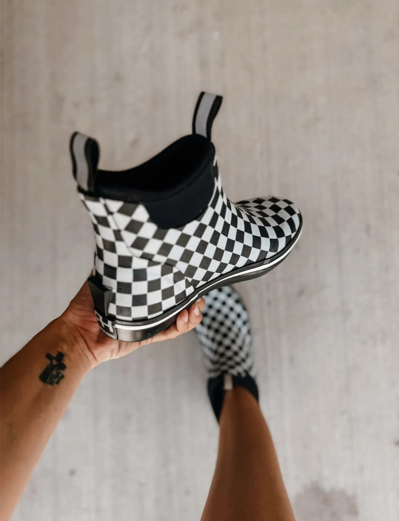 Checkered Print Deck Boots